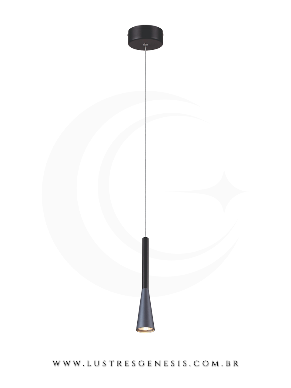 Luminaria de Teto Pendente Metal Preto LED Bivolt 6W Banheiro, Lavabo, Balcao de cozinha, Bancada de Cozinha, Bancada Churrasqueira